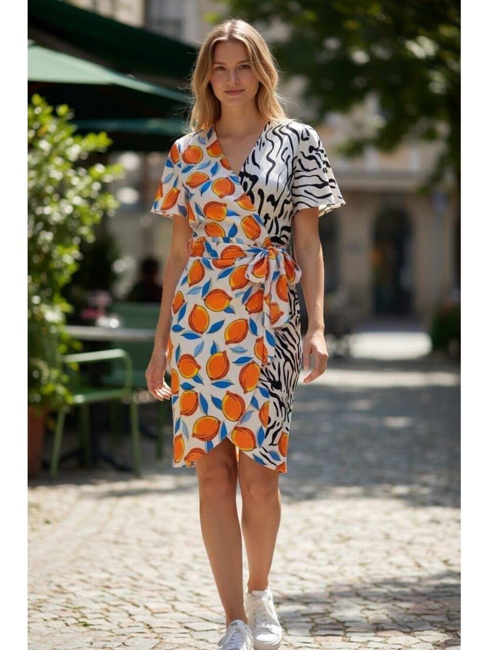 New Donna Morgan Mixed Print Belted Wrap High Lo Dress Size 8 [COPY]